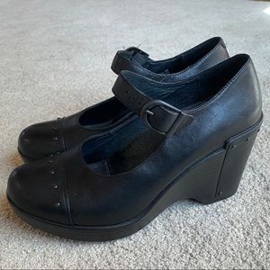 Dansko Fanny Mary Jane Leather Heel Wedge 8 / 38